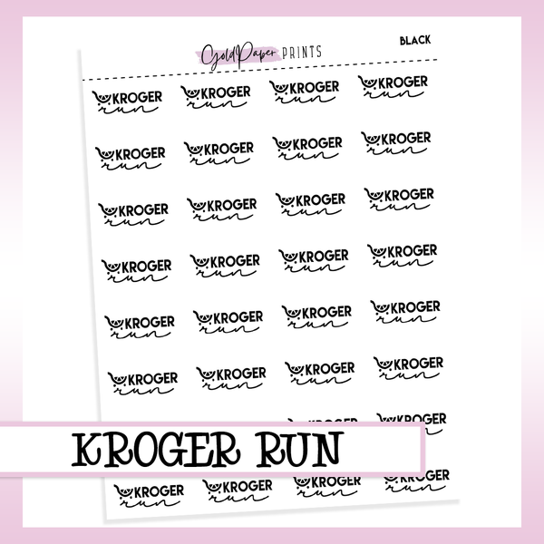 Kroger Run Sheet