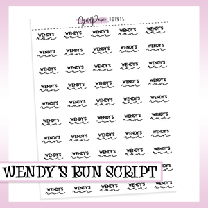 Wendy's Run Sheet
