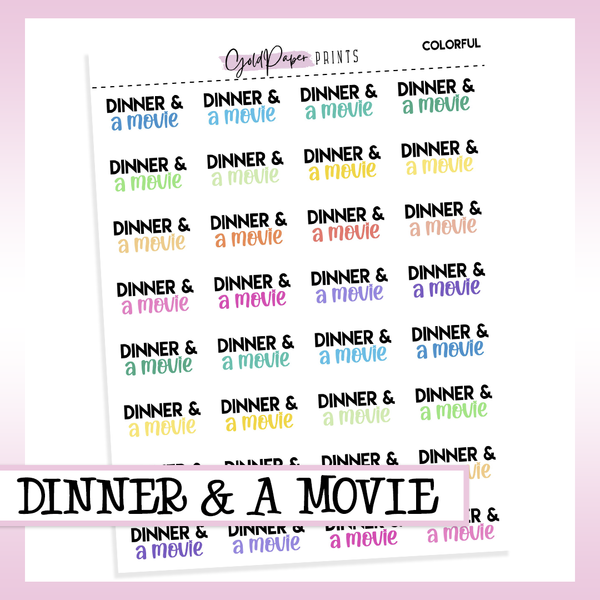Dinner & A Movie Sheet
