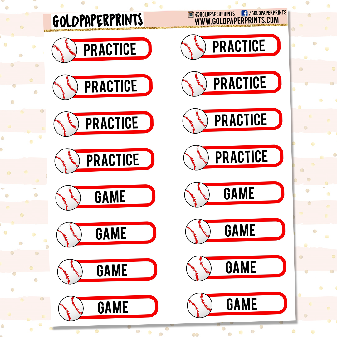 Baseball Practice/Game Sheet