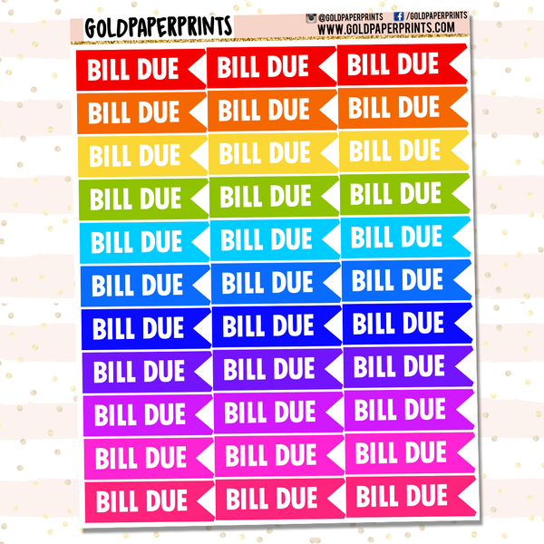 Bill Due Mini Flags Sheet