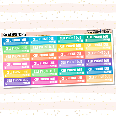 Cell Phone Due Headers Sheet