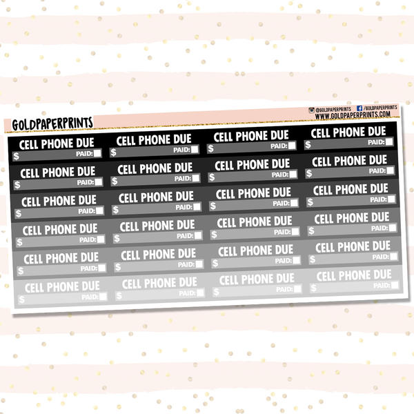 Cell Phone Due Headers Sheet
