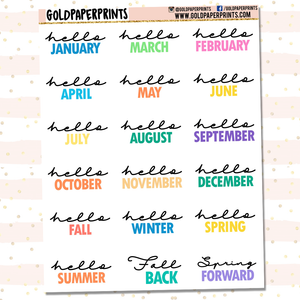 Hello Months/Seasons Sheet