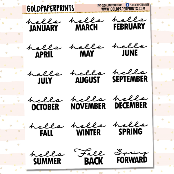Hello Months/Seasons Sheet
