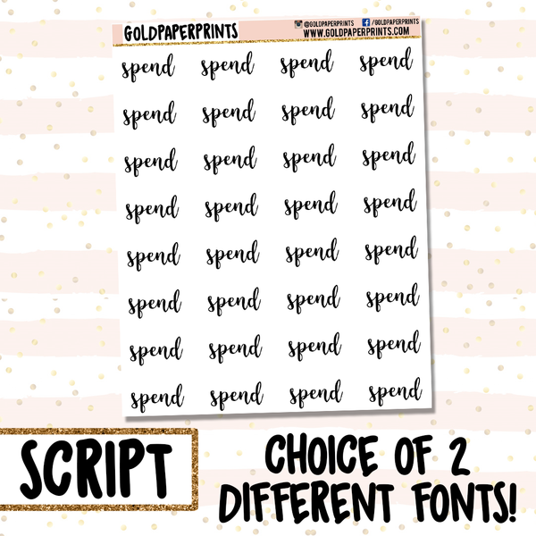 Spend // Script Sheet