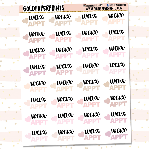Wax Appointment Sheet
